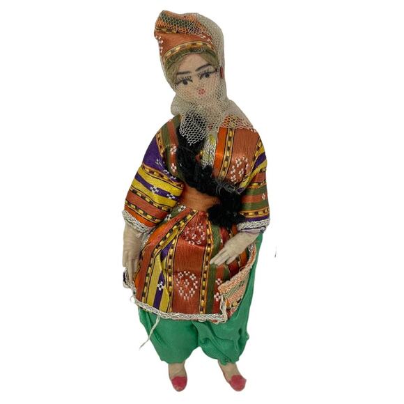Vintage Folk Art Turkey Multi Cultural Lady Doll Cloth Handmade Embroider Ethnic - Picture 1 of 4